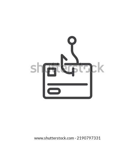 Credit card fraud line icon. linear style sign for mobile concept and web design. Credit card phishing outline vector icon. Symbol, logo illustration. Vector graphics