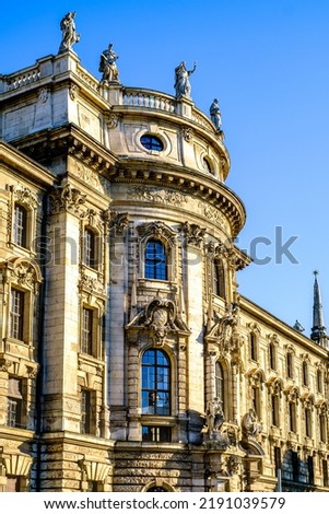 historic justice palace and alte börse at the old town in munich