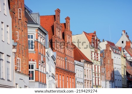 Lubeck in region Schleswig-Holstein, Germany. Hanseatic City. Old Town architecture.