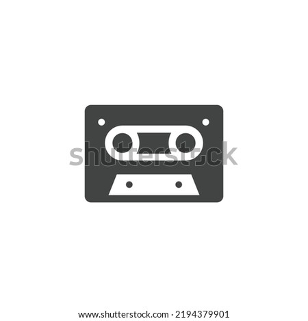 Cassette Tape Icon Black and White Vector Graphic
