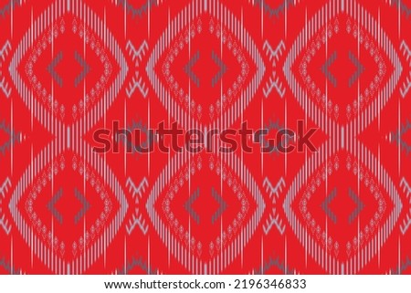 Ethnic Ikat abstract African art on red background Seamless pattern in tribal, folk embroidery, Navajo traditional Mexican style. Aztec geometric art ornament print.Design for carpet, wallpaper, 
