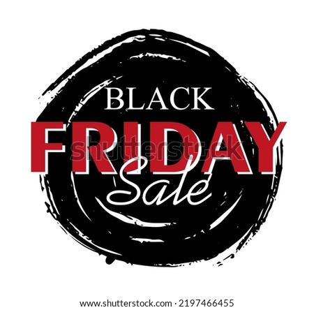 Black friday sale banner. Title text on grunge texture, brush painted  background. Black and white, red colors. Brush stroke. Vector illustration. Discount, promotion banner, poster, wallpaper, label.