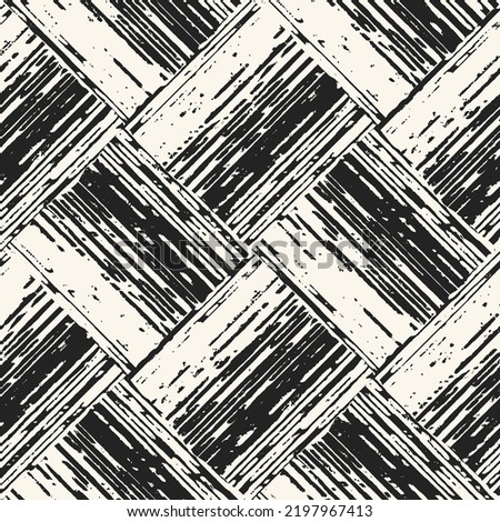 Monochrome Wood Grain Textured Checked Pattern