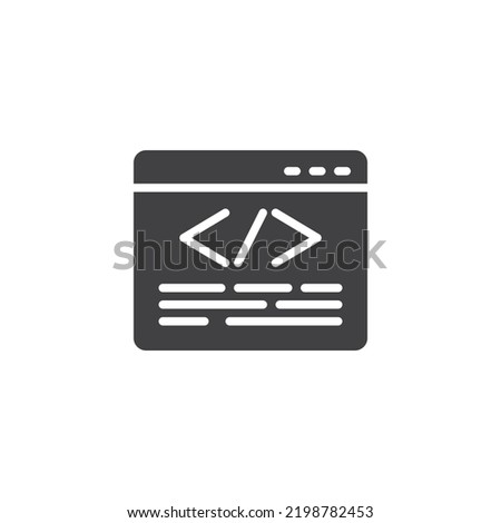 Web page coding vector icon. filled flat sign for mobile concept and web design. Web development glyph icon. Symbol, logo illustration. Vector graphics