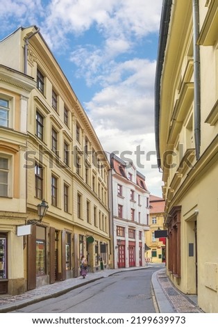 Rybna street - old narrow street in the city center. Prague, Czech Republic