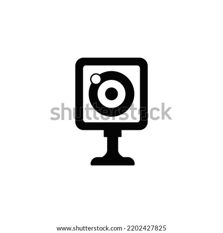 Webcam icon in black flat glyph, filled style isolated on white background