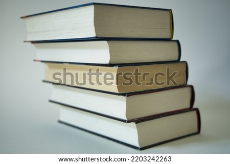 Stack of books with white background