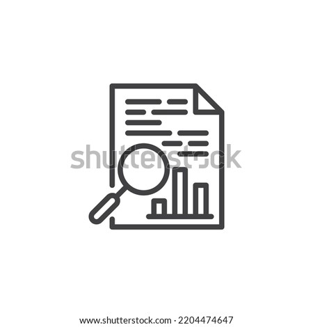Investigation, research line icon. linear style sign for mobile concept and web design. Document and magnifying glass outline vector icon. Symbol, logo illustration. Vector graphics
