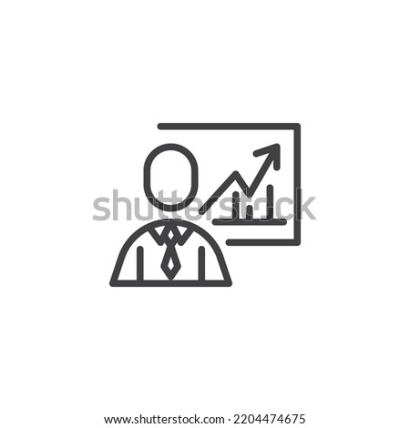 Data analyst line icon. Presentation linear style sign for mobile concept and web design. Business data analysis outline vector icon. Symbol, logo illustration. Vector graphics
