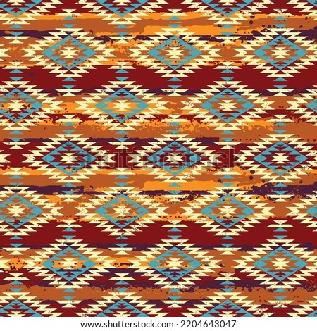 Native American traditional fabric wallpaper grunge vintage vector seamless pattern