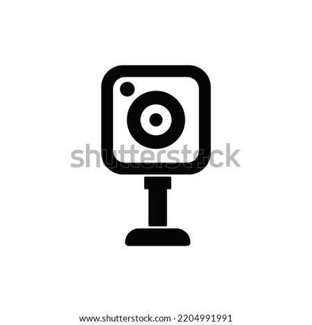 Webcam icon in black flat glyph, filled style isolated on white background