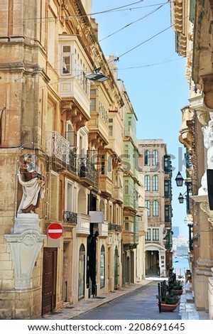 street photography of Valletta city Malta - traditional old buildings
