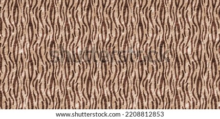 Cute safari wild tiger fur print animal border for babies room decor. Seamless big cat furry brown textured gender neutral design