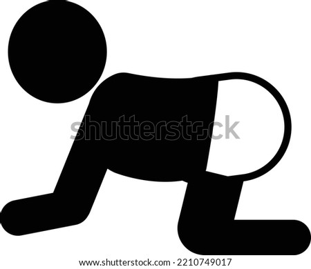 Crawling baby icon, black isolated baby icon, vector illustration.
