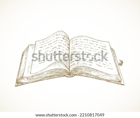 Cottagecore style open book. Hand Drawn Sketch Vector Illustration. Countryside Recreation and Picnic Reading Doodle Item. Isolated
