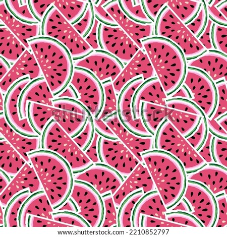 Summer fruit seamless cartoon watermelon pattern for wrapping paper and kids clothes print and fabrics and packaging and accessories and swimsuit 
