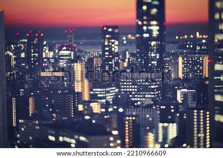 Osaka night view and cityscape