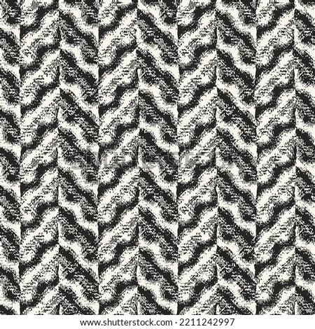 Monochrome Melange Knit Textured Folk Herringbone Pattern