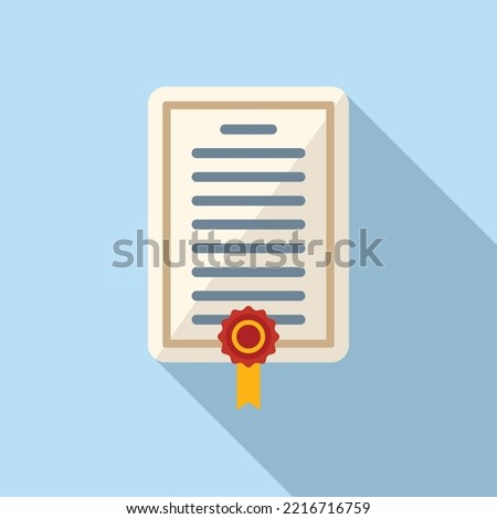 Paper diploma icon flat vector. Book final. Write test