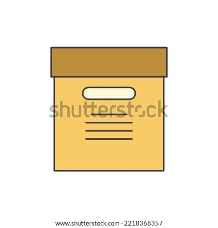 office cardboard box icon in color, isolated on white background 