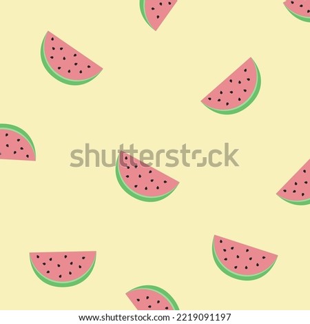 Seamless pattern with the image of watermelon and seeds. Simple funny illustration. Design for paper, textile and decor.