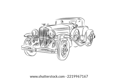 vintage car isolated on white