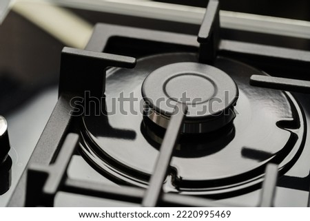 New modern shining metal gas cooker close up