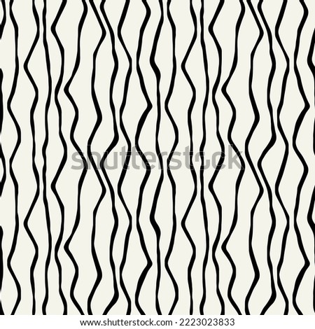 Vector seamless pattern. Abstract striped texture with monochrome waves. Creative background with distorted lines. Decorative black and white stripes.