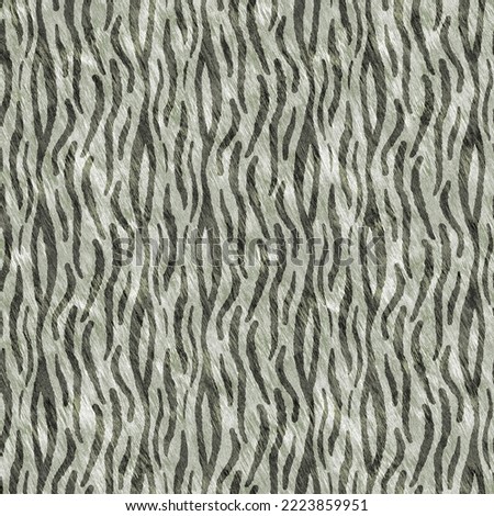Cute safari tiger print fur wild animal pattern for babies room decor. Seamless furry green textured gender neutral print design. 