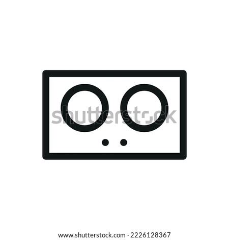 2 burners portable electric stove isolated icon, tabletop stove outline vector icon with editable stroke