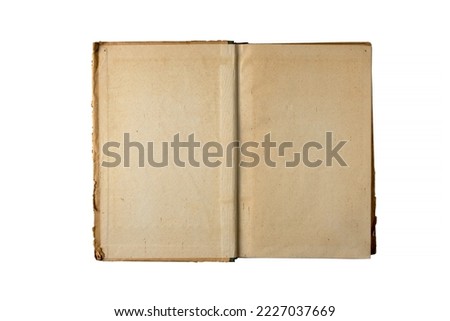 Opened old book isolated on white background