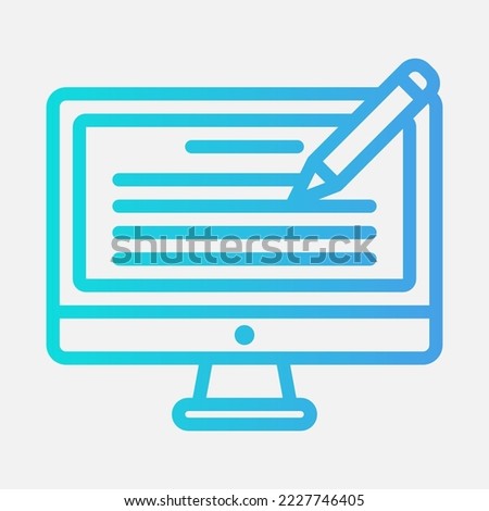 Computer learning icon in gradient style, use for website mobile app presentation