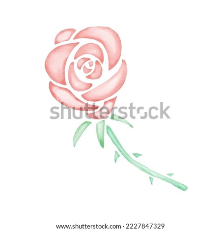 A simple red rose. Watercolor style illustration on white background.