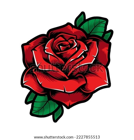 Rose Flower V41 Patch Streetwear, Urban Design Black and Red Color Patch Commercial Use