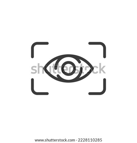 Digital eye with scanning frame. Eye scan line icon isolated on white background. vector outline sign.