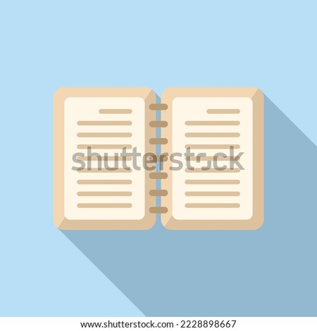 Open notepad icon flat vector. Letter text. Content desk