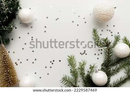Frame Christmas with natural decoration. New Year