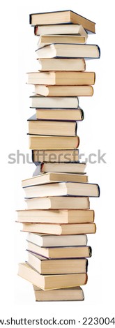 Big stack of books isolated on white background