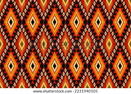 Geometric ethnic pattern traditional Design for carpet,wallpaper,clothing,wrapping,Batik,fabric,Vector illustration embroidery style.