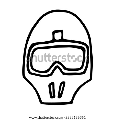 Hand drawn snowboard helmet doodle vector illustration isolated on white background