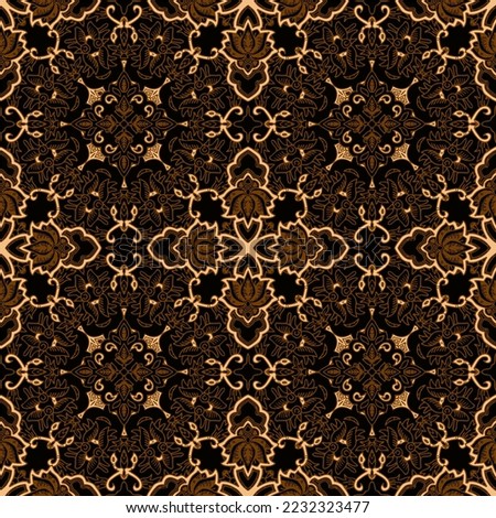 
Classic Indonesian Batik Sogan semi mandala Seamless Pattern