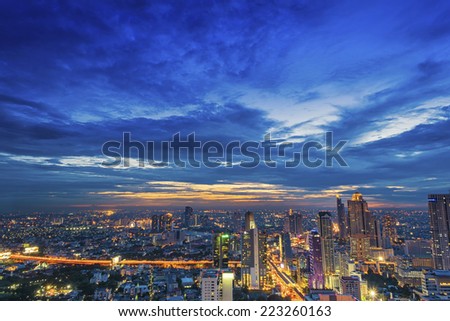 Night landscape of center point in Bangkok, Thailand