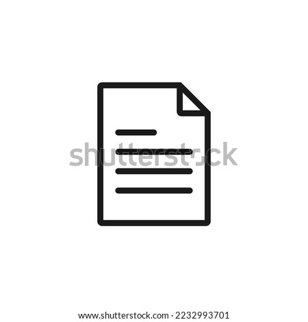 Paper document icon symbol with outline style suitable for web and graphic design.