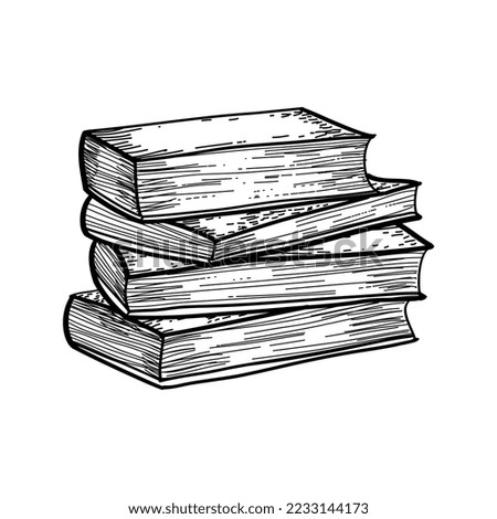 Doodle Pile of books. Hand drawn style. isolated on white background. vector illustration