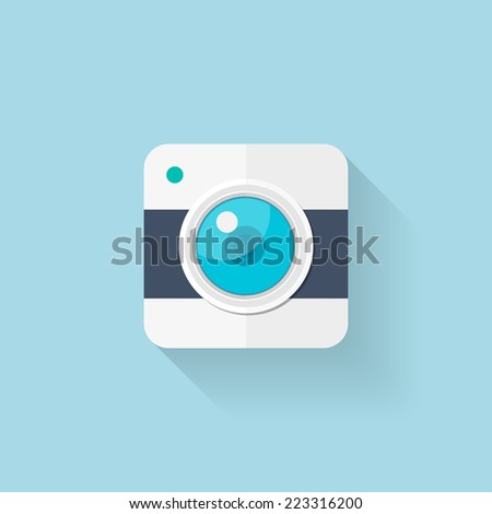 Flat web icon. Camera application.