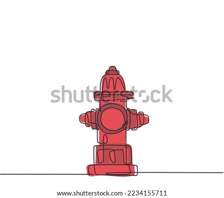 Single one line drawing of The hydrant on the side of the road is used for preventive measures in the event of a fire in the nearest building. Continuous line draw design graphic vector illustration.