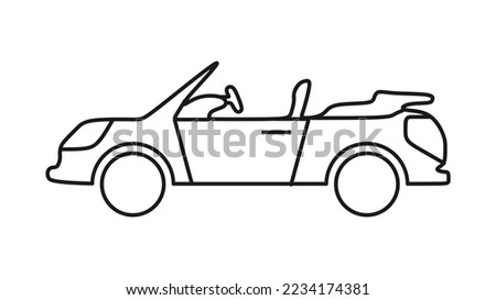 Cabriolet car or open roof car outline icon, vector illustration in trendy design style, isolated on white background. Editable perfect graphic resources for many purposes.