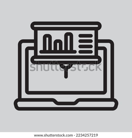 Statistics laptop icon in line style, use for website mobile app presentation