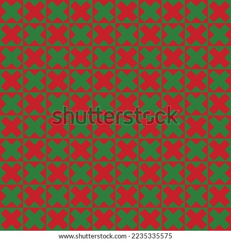 Seamless christmas pattern Vector lovely geometric cross square patterncolor green and red color. Background mimimal for Christmas pattern , fabric cloth pattern , decoration or wallpaper.
