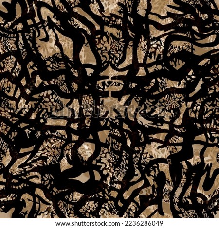 abstraction intertwined tree branches bottom view seamless pattern in brown tones for fabric, textile, paper, web.